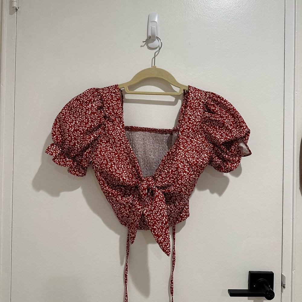 Red Floral Blouse 🌸